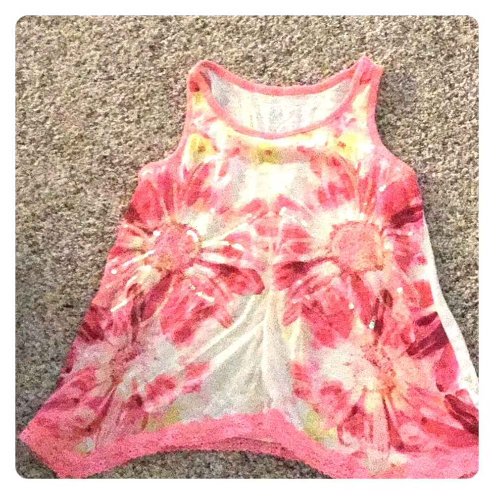 Justice neon sunflower tank top